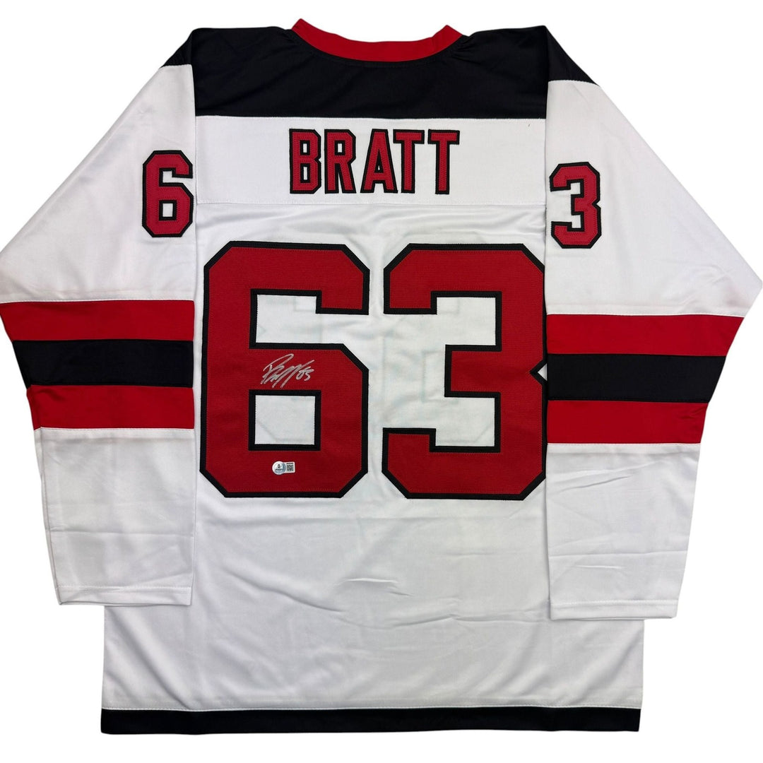 Autographed/Signed Jesper Bratt New Jersey White Hockey Jersey Beckett BAS COA