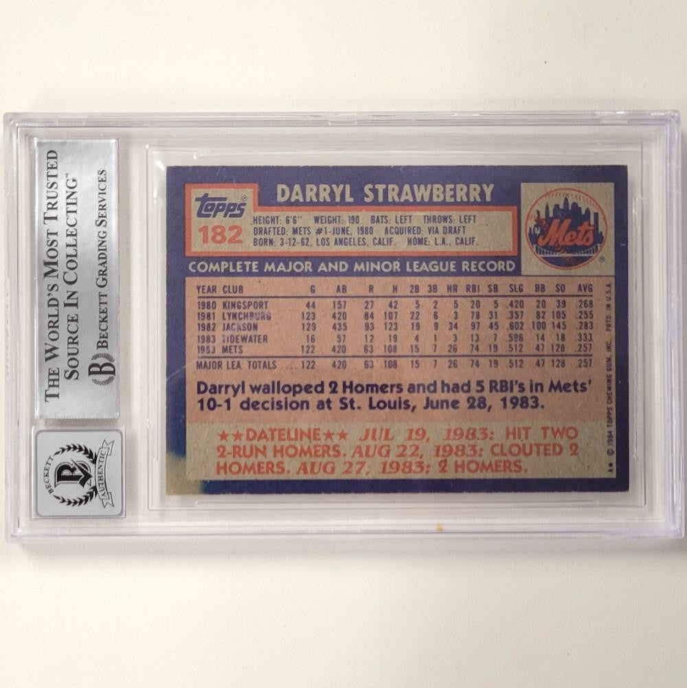 Darryl Strawberry signed 1984 Topps #182 Mets RC rookie card BAS BGS 10 Auto