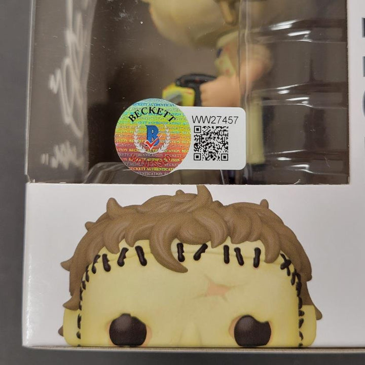 Bob Elmore signed Leatherface Funko Pop Inscription autograph Beckett BAS WIT