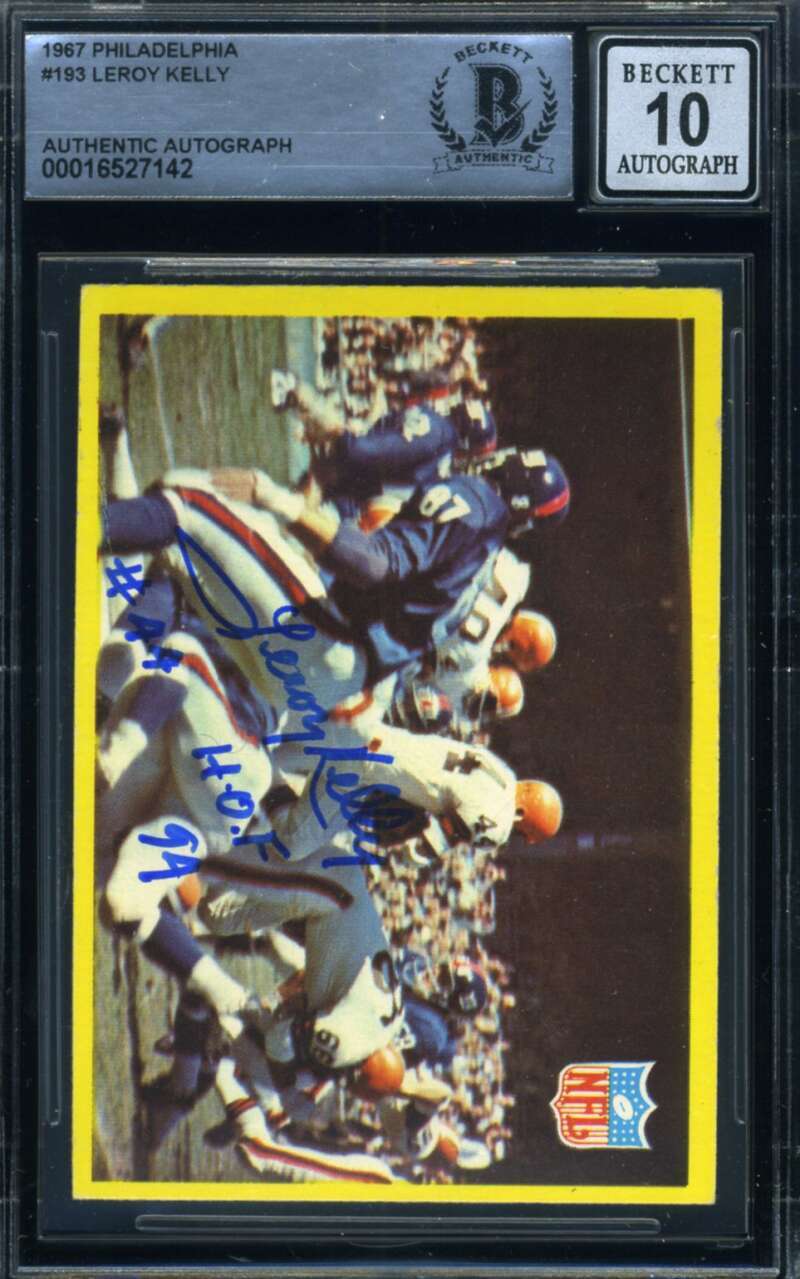 Leroy Kelly Gem Mint 10 Beckett BAS Signed 1967 Philadelphia Rookie Autograph