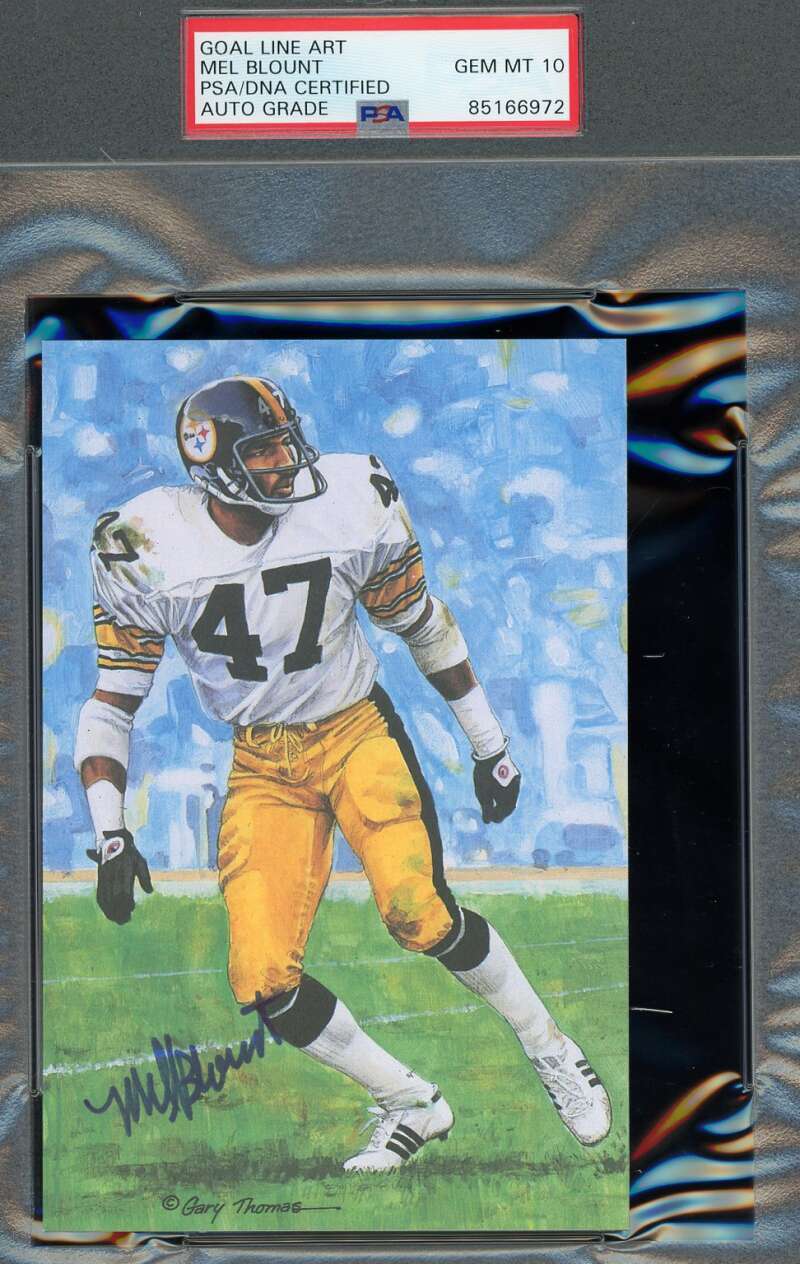 Mel Blount Gem Mint 10 PSA DNA Signed Goal Line Art Card GLAC Autographed