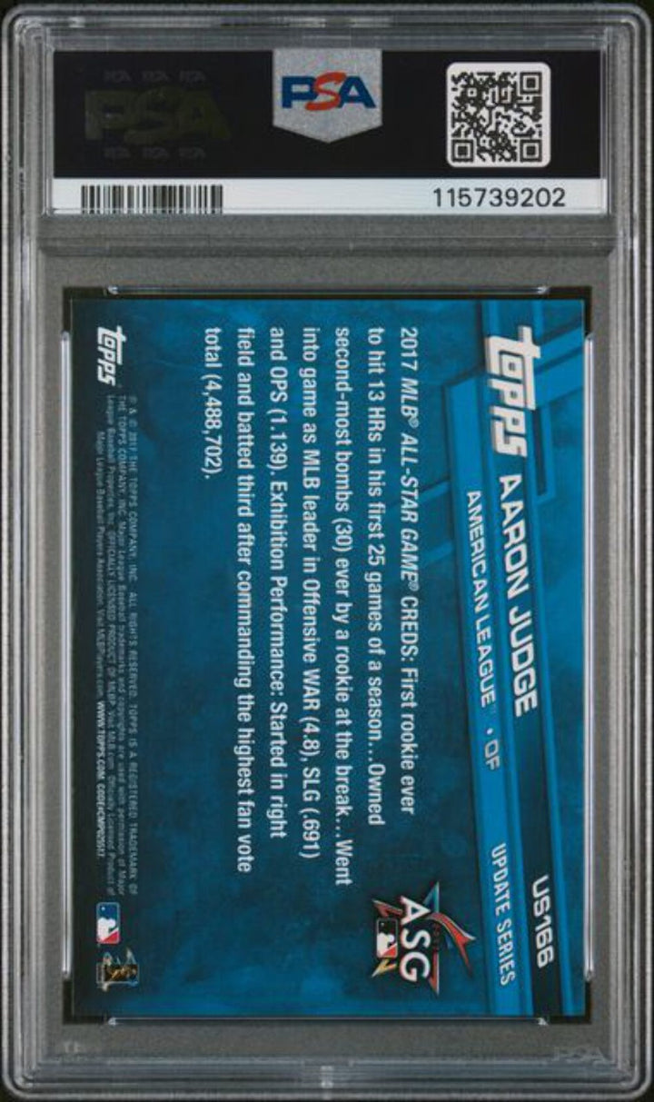 Graded 2017 Topps Update Throwing Aaron Judge #US166 Rookie RC Card PSA 9 Mint