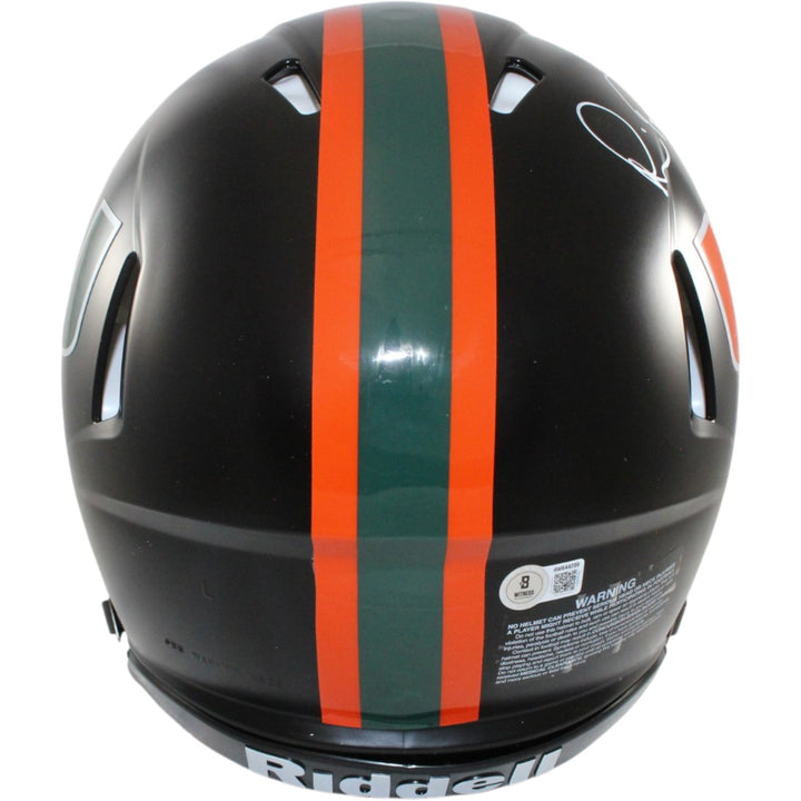 Michael Irvin Autographed Miami Hurricanes Authentic Black Helmet Beckett 56343