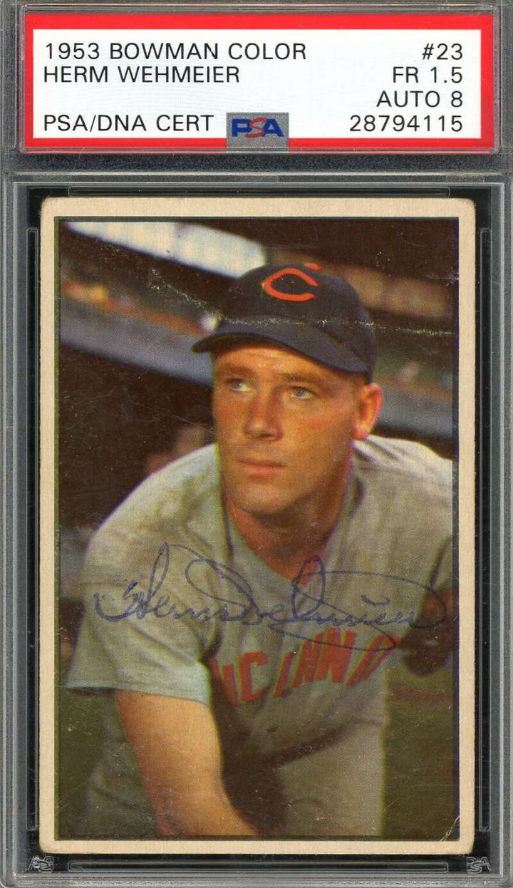 Herm Wehmeier PSA DNA Signed 1953 Bowman Color Autograph
