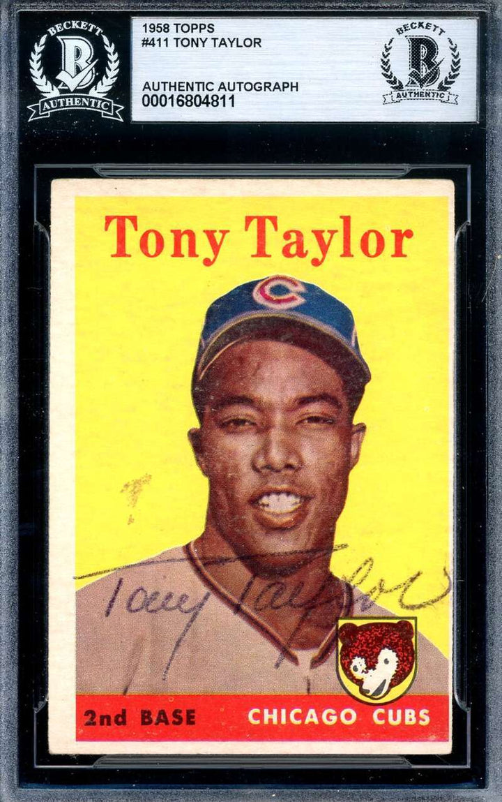 Tony Taylor Beckett BAS Signed 1958 Topps Rookie Autographed