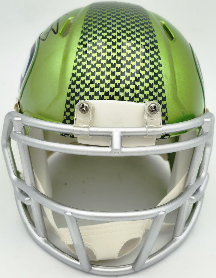 AJ Barner Signed Seattle Seahawks Flash Green Speed Mini Helmet Beckett Witness