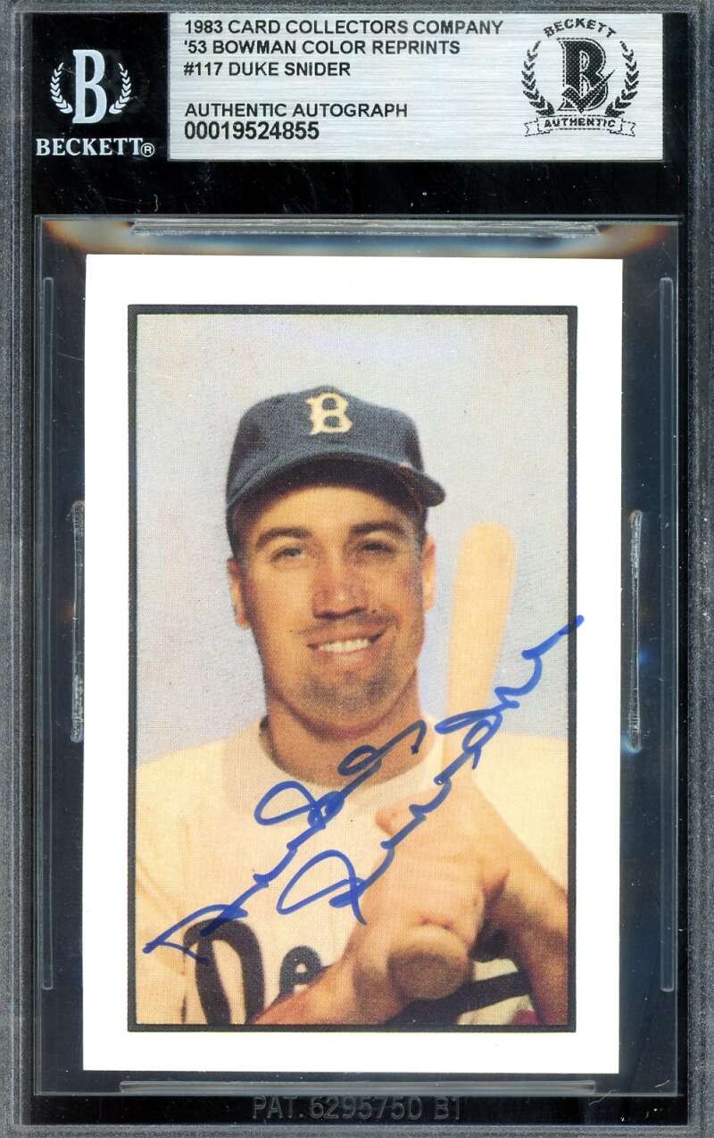 Duke Snider Beckett BAS Signed 1953 Bowman 1983 Reprint Autograph