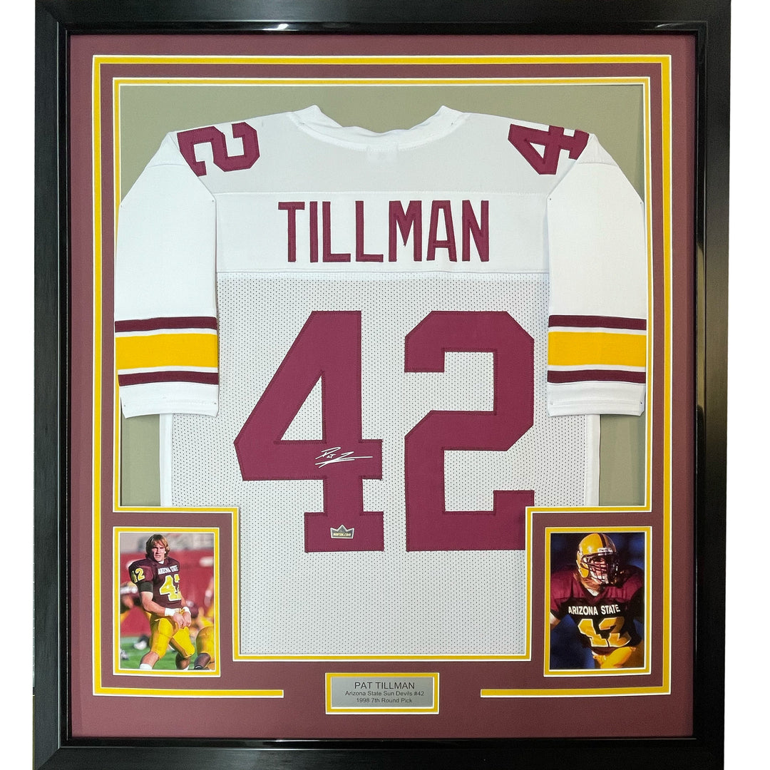 Framed Facsimile Autographed Pat Tillman 33x42 Arizona Reprint Laser Auto Jersey