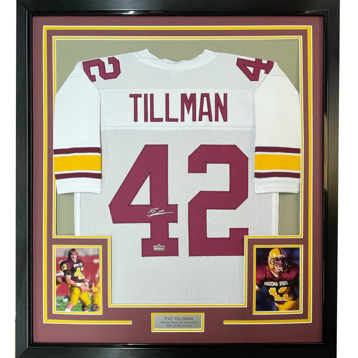 Framed Facsimile Autographed Pat Tillman 33x42 Arizona Reprint Laser Auto Jersey