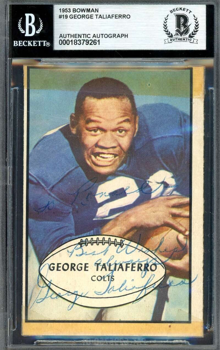 George Taliaferro Beckett BAS Signed 1953 Bowman Autograph