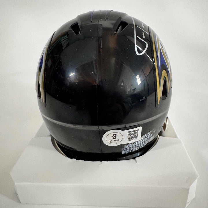 Autographed/Signed Justin Tucker Baltimore Ravens Mini Football Helmet BAS COA
