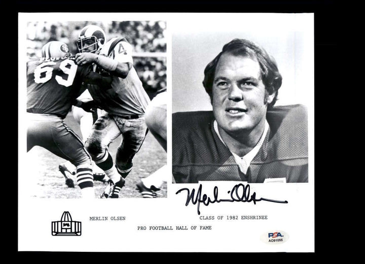 Merlin Olsen PSA DNA Signed 8x10 Photo Rams Autographed