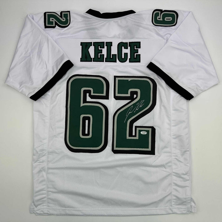 Autographed/Signed Jason Kelce Philadelphia White Jersey PSA/DNA COA