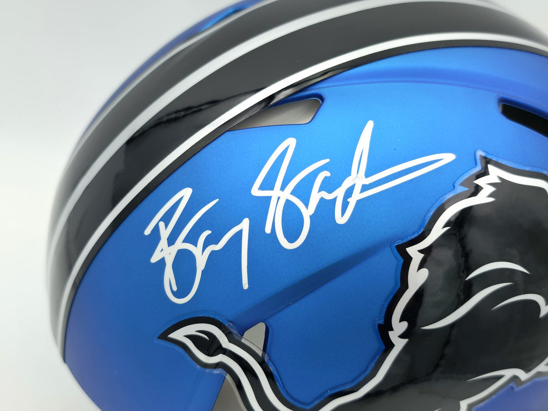 Barry Sanders Auto Lions 2024 Alt Blue Full Size Speed Authentic Helmet Beckett