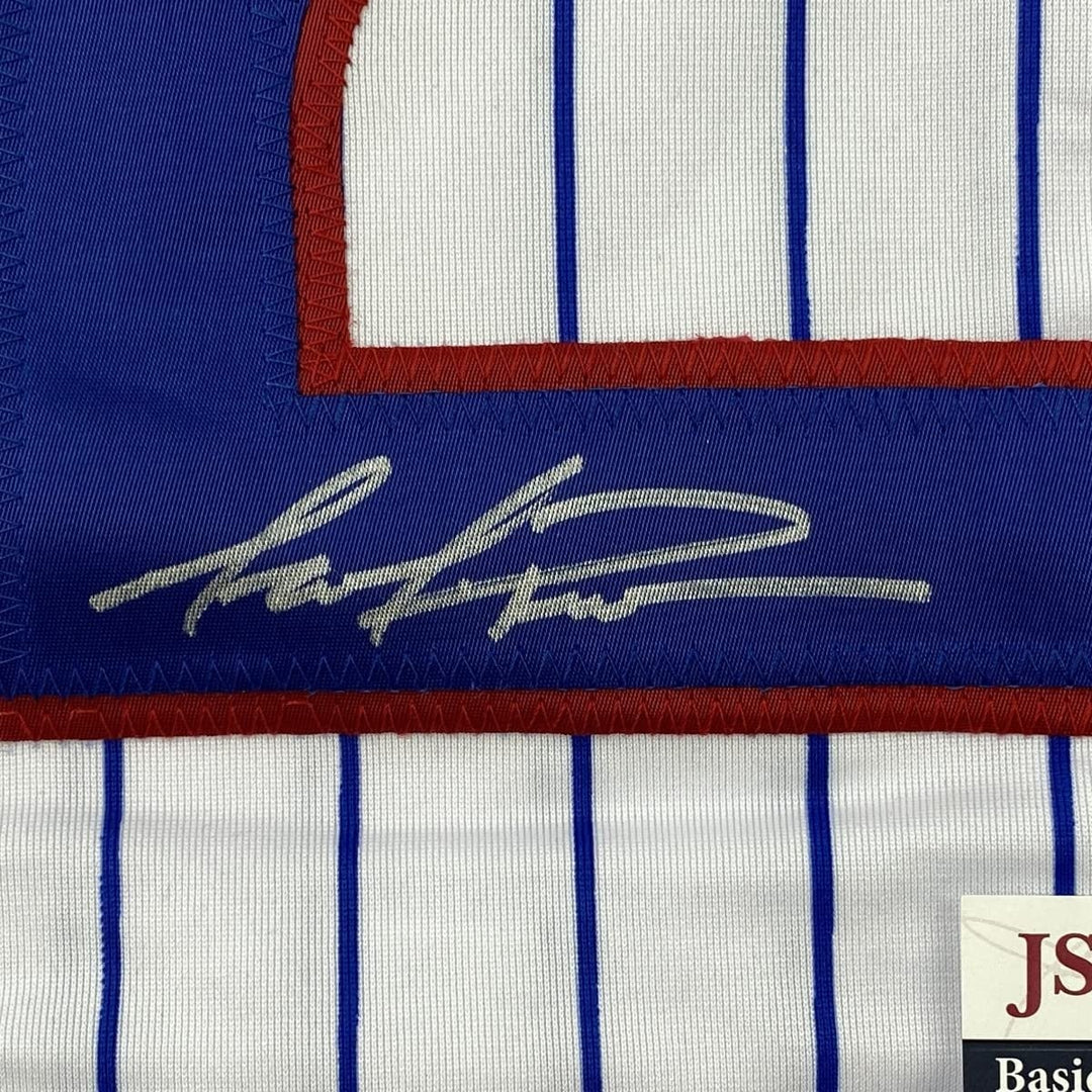 Framed Autographed/Signed Mark Prior 33x42 Chicago Pinstripe Jersey JSA COA