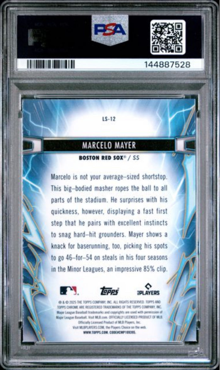 Graded 2025 Cosmic Chrome Marcelo Mayer #12 Light Speed RC Baseball Card PSA 10