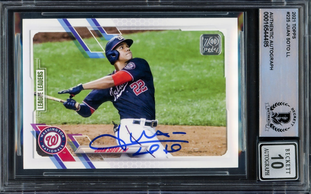Juan Soto Signed 2021 Topps Card 225 New York Mets Auto GM 10 Beckett