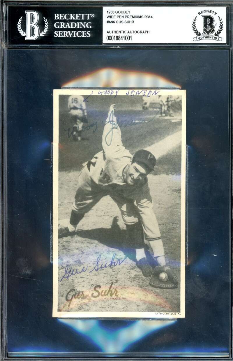 Gus Suhr Beckett BAS Signed 1936 Goudey Wide Pen Premiums R314 Autograph