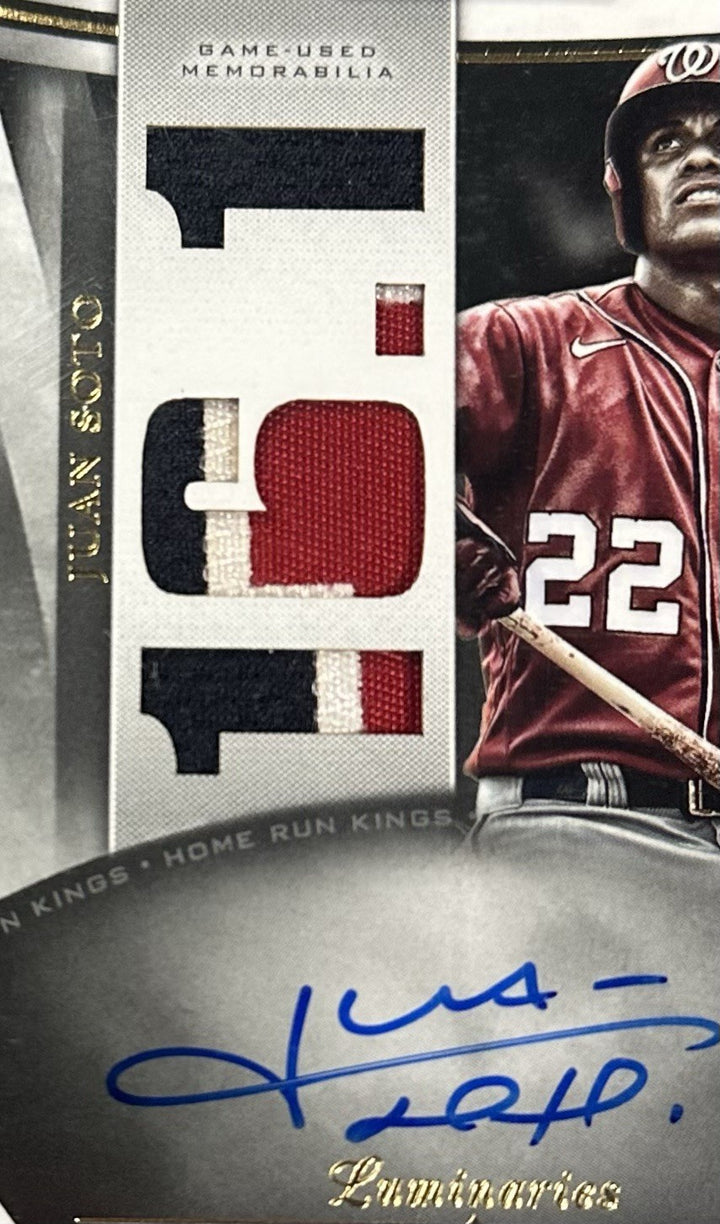 2021 Topps Luminaries Home Run Kings Juan Soto Auto Patch /15 Sealed Nationals