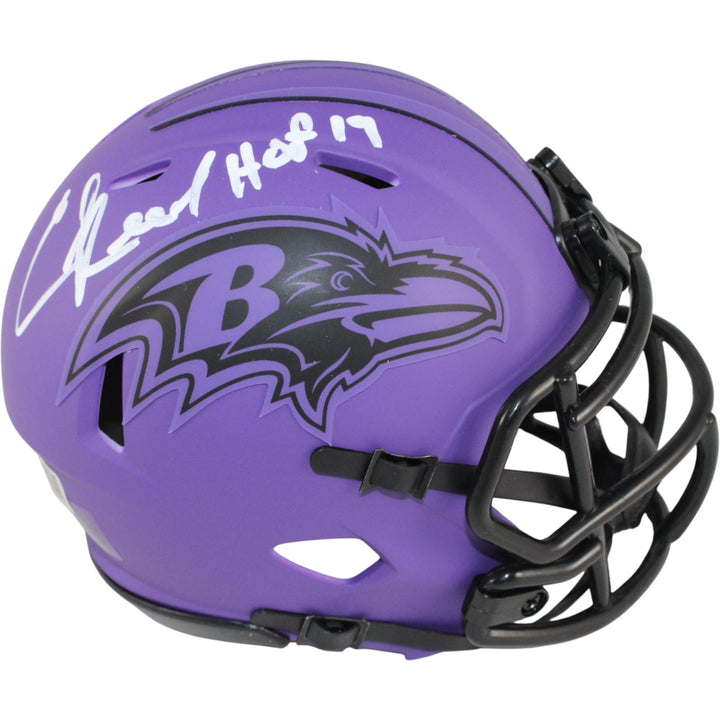 Ed Reed Autographed/Signed Baltimore Ravens Rave Mini Helmet HOF Beckett 53658