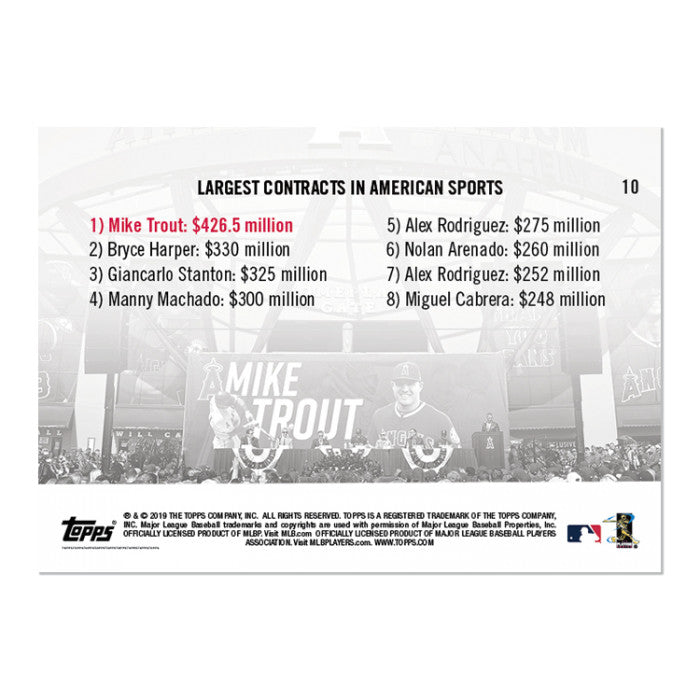MIKE TROUT SIGNS A 12 YEAR $426.5M CONTRACT WITH LA ANGELS TOPPS NOW CARD #10