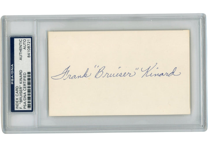 Frank Bruiser Kinard Autographed Brooklyn Dodgers Index Card Slabbed PSA 54922