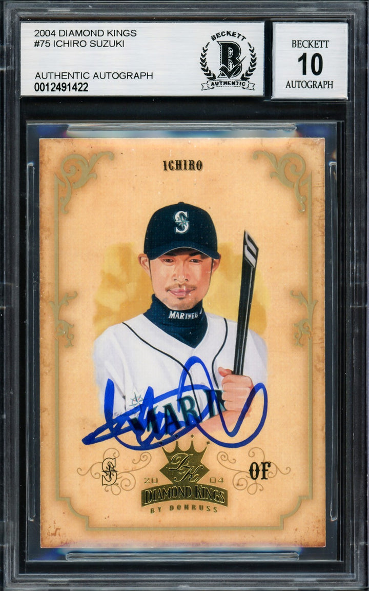 Ichiro Suzuki Auto 2004 Donruss Diamond Kings Card 75 Mariners Auto 10 Beckett