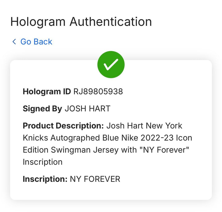 Josh Hart Signed NY Knicks Nike Jersey NY Forever Mint Auto Fanatics COA