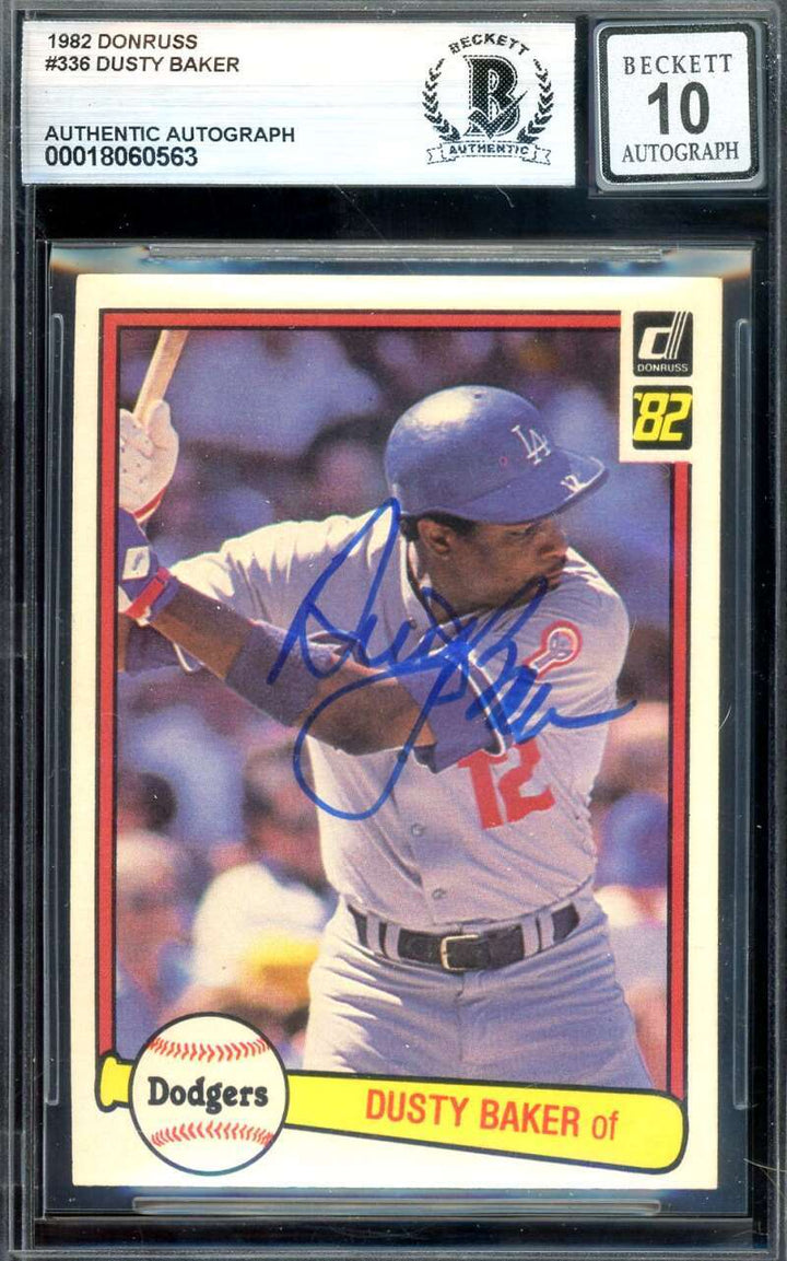 Dusty Baker Gem Mint 10 Beckett BAS Signed 1982 Donruss Autograph