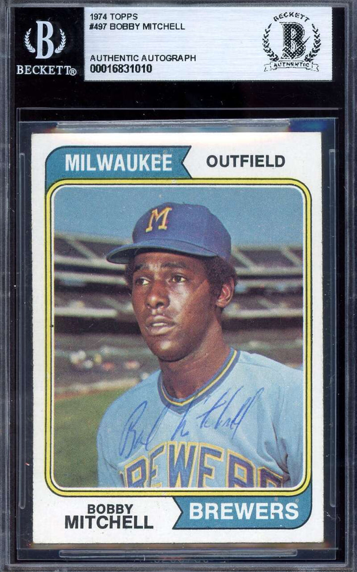 Bobby Mitchell Beckett BAS Signed 1974 Topps Autograph