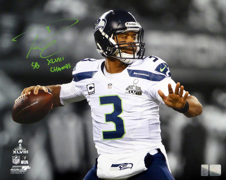 Russell Wilson Signed 16x20 Photo Seattle Seahawks SB "SB XLVIII Champs" RW Holo