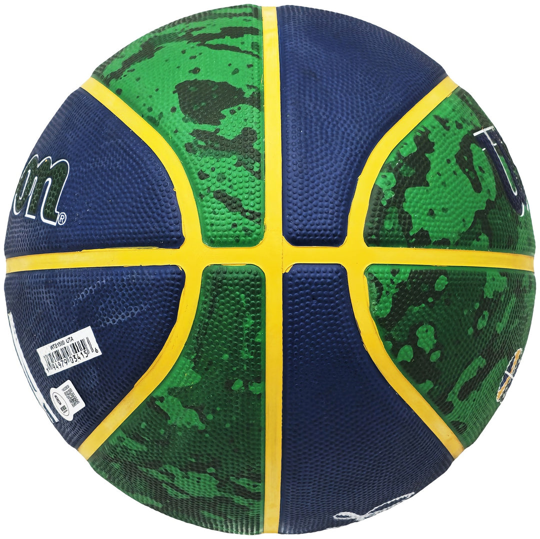 John Stockton Signed Blue & Green Tie-dye Utah Jazz Logo Basketball Beckett Wit