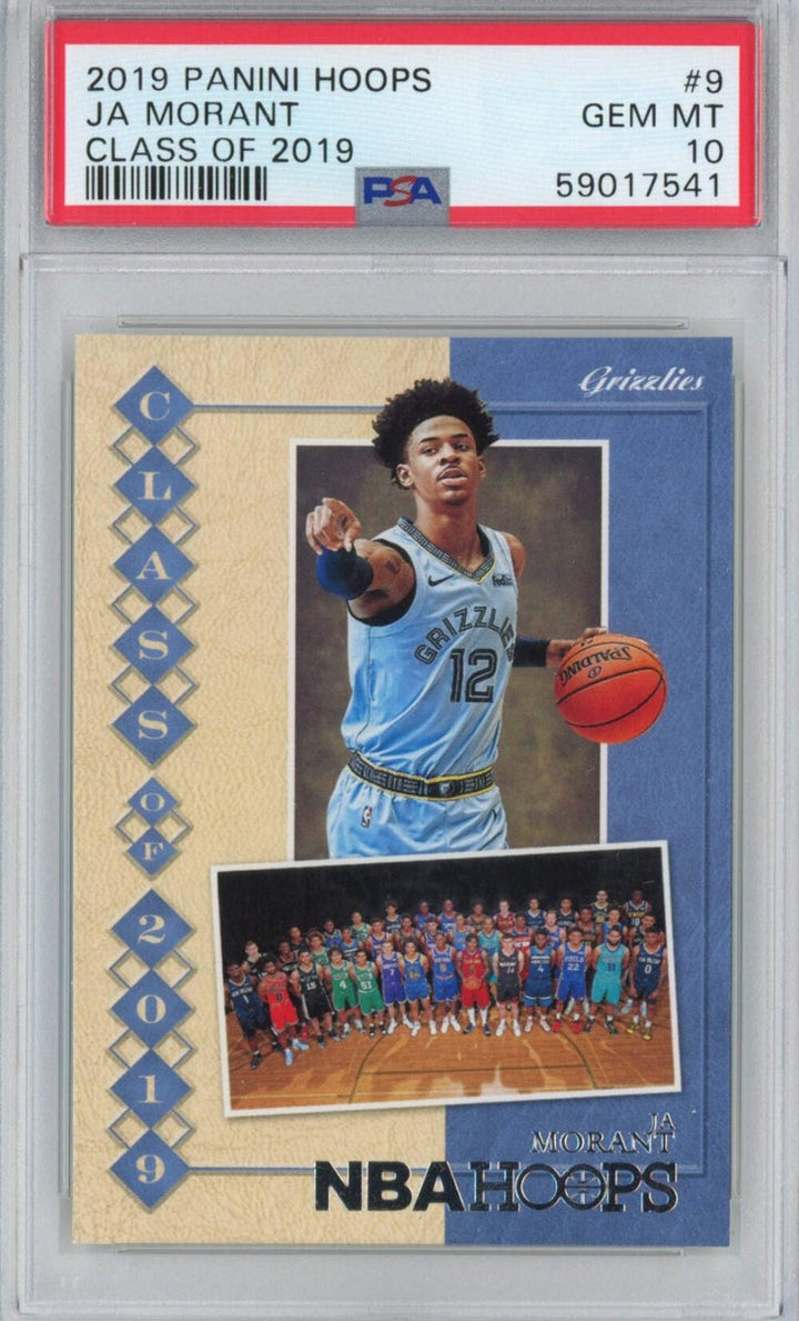 Graded 2019-20 Panini Hoops Ja Morant #9 Class Of 2019 Rookie RC Card PSA 10