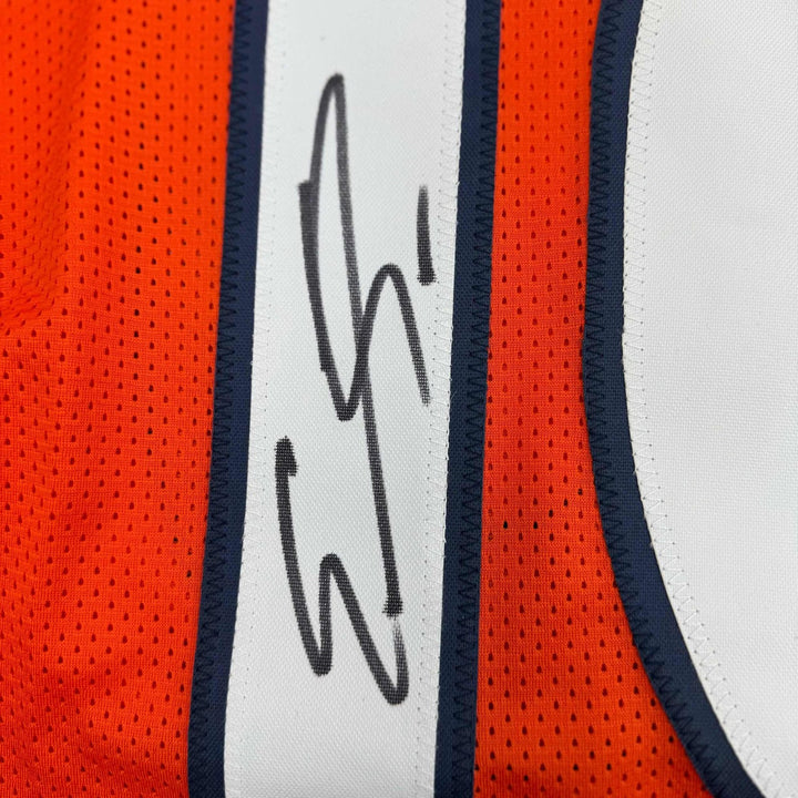 Framed Signed Emmanuel Sanders 35x39 Denver Orange Jersey JSA COA