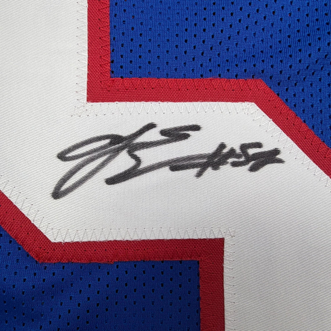 Autographed/Signed AJ A.J. Epenesa Buffalo Blue Football Jersey Beckett BAS COA