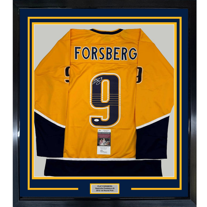 Framed Signed Filip Forsberg 35x39 Nashville Yellow Jersey JSA COA