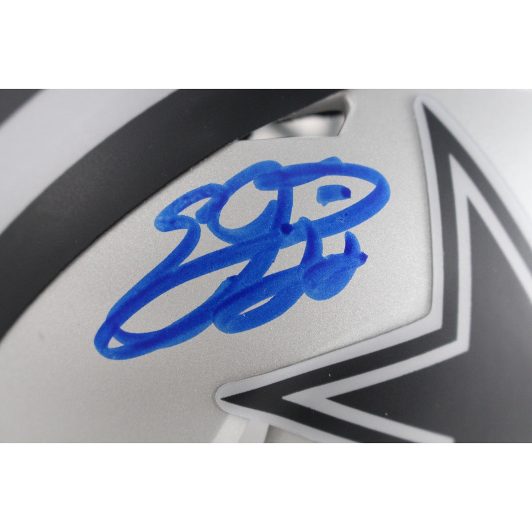 Emmitt Smith Autographed Dallas Cowboys Rave Mini Helmet Beckett Witness 49608
