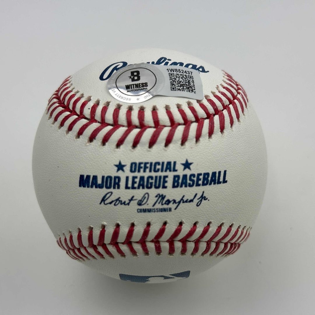 Autographed/Signed Jose Canseco Rawlings ROML Beckett BAS COA