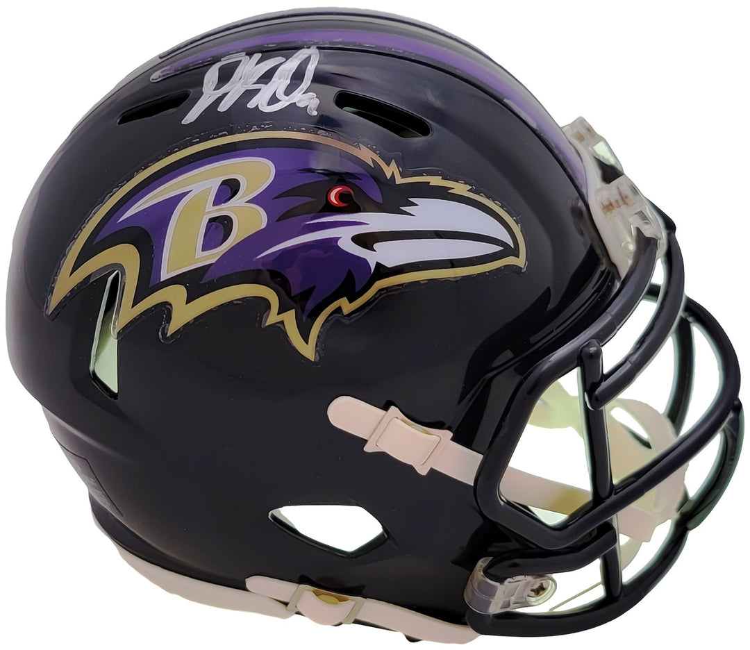 David Ojabo Autographed Signed Baltimore Ravens Black Speed Mini Helmet Beckett