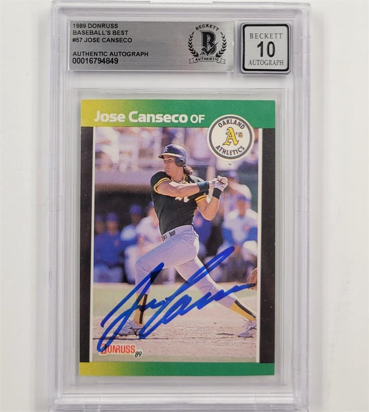 Jose Canseco signed 1989 Donruss Best #57 card autograph 849 Beckett BAS 10 auto