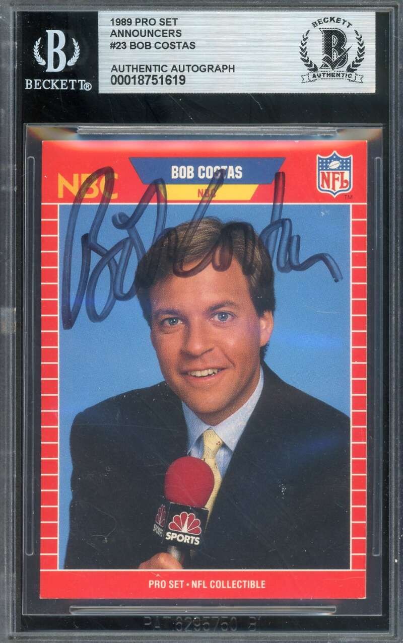 Bob Costas Beckett BAS Signed 1989 Pro Set Announcers Autograph