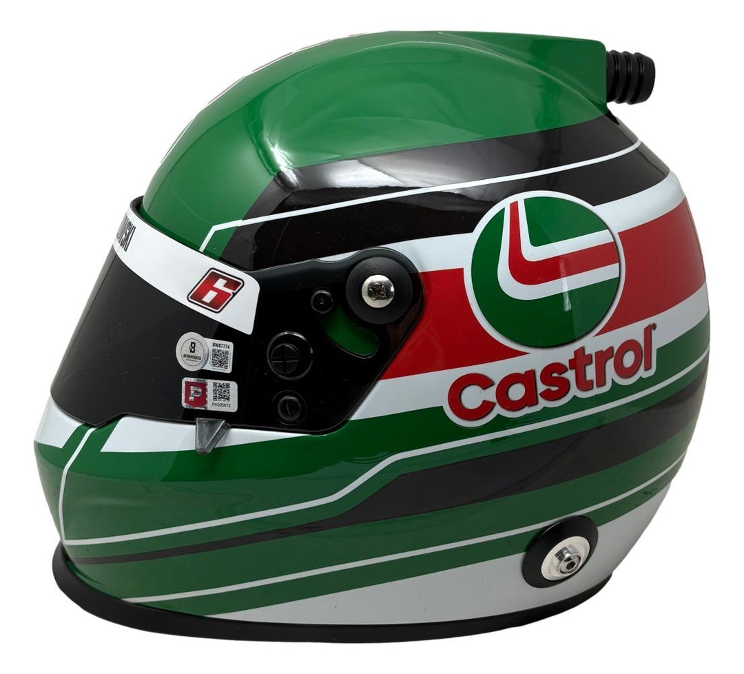 Brad Keselowski Signed NASCAR Green Castrol Full Size Replica Racing Helmet BAS