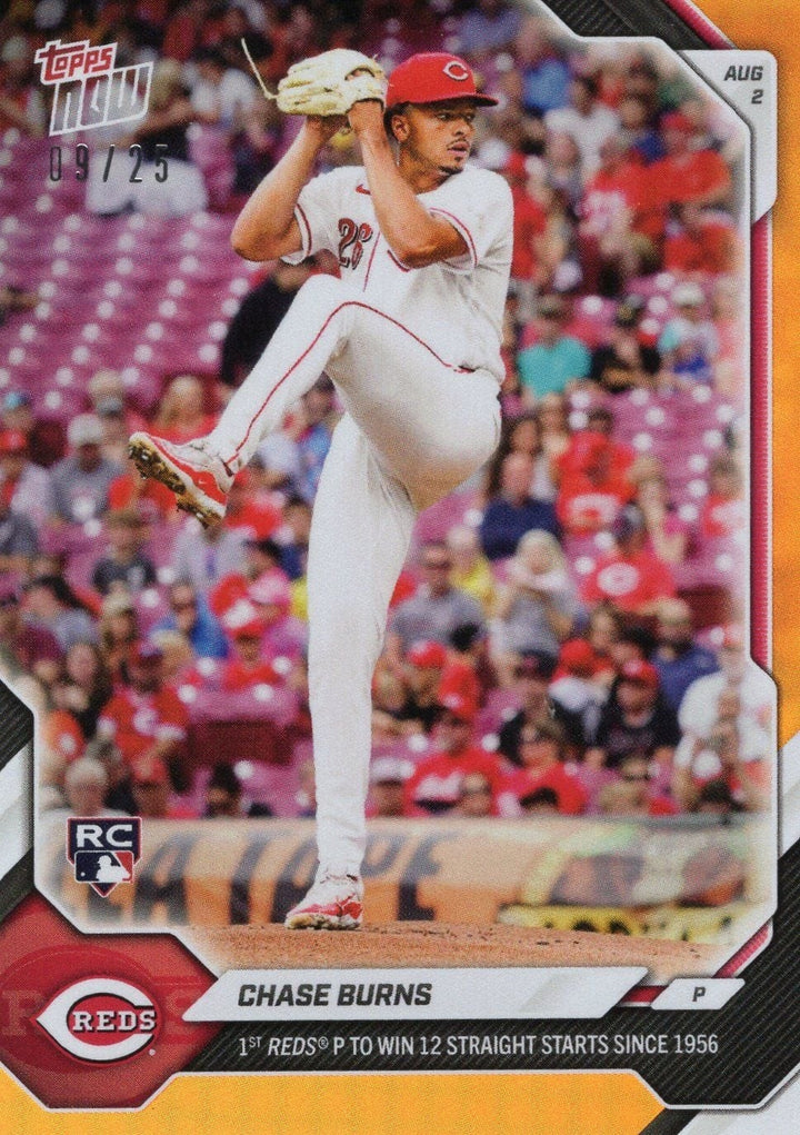 2026 Topps Now Chase Burns #512 Orange Foil /25 Rookie RC Baseball Card