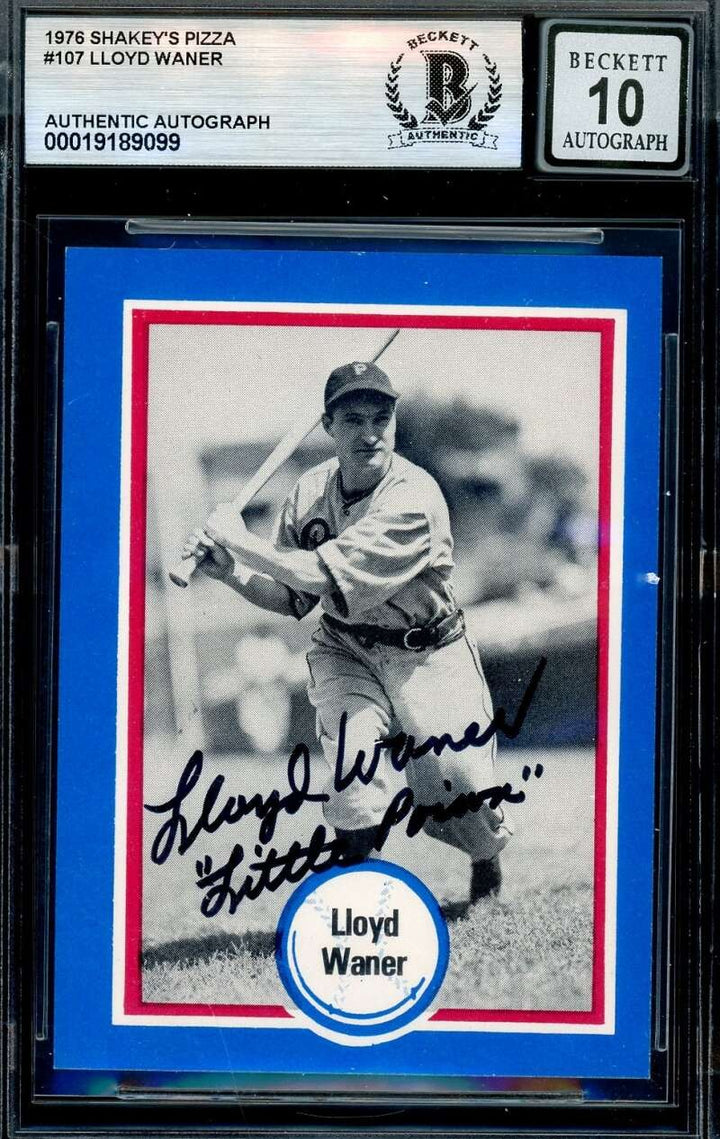 Lloyd Waner Gem Mint 10 Beckett BAS Signed 1976 Shakey's Pizza Autograph
