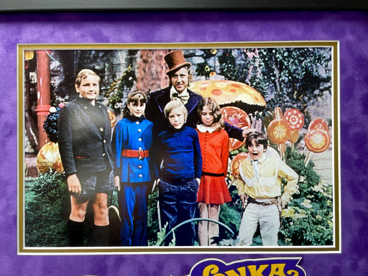 Willy Wonka Kids x5 Signed Wallpaper Framed Gobstopper Bar Collage JSA COA Auto