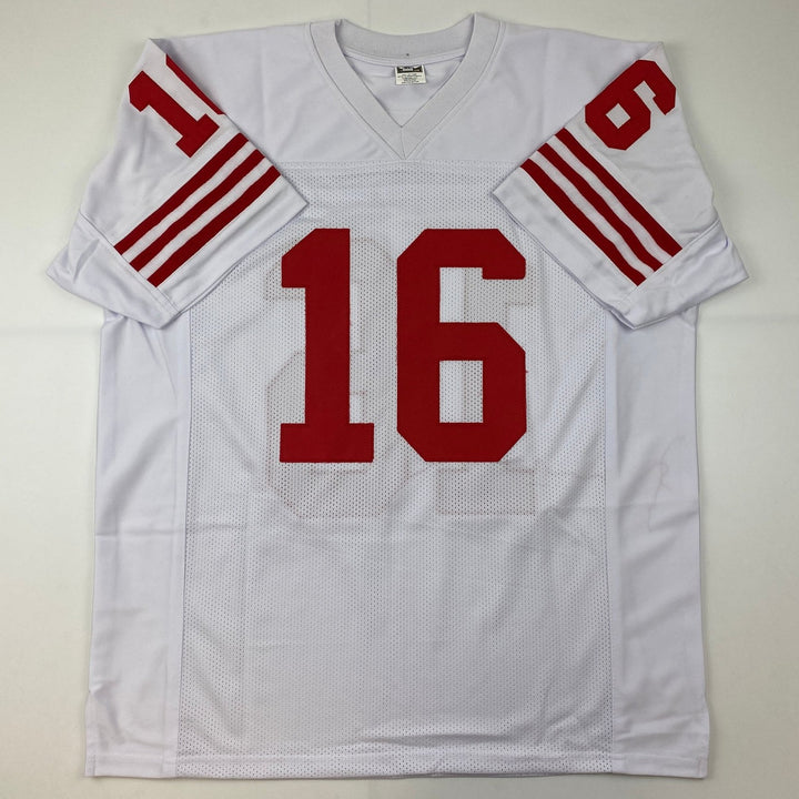 Facsimile Autographed Joe Montana San Francisco White Jersey Size Men's XL