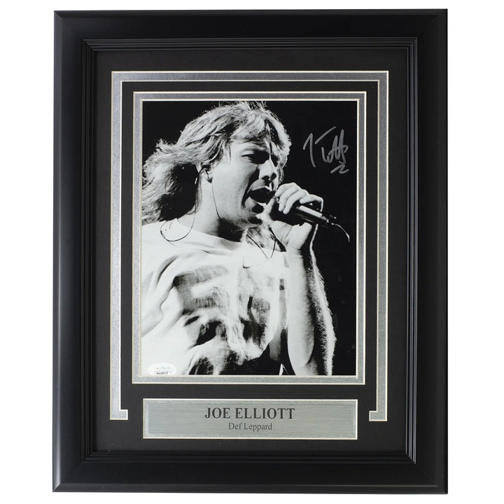 Joe Elliott Signed Framed 8x10 Black And White Def Leppard Photo JSA ITP