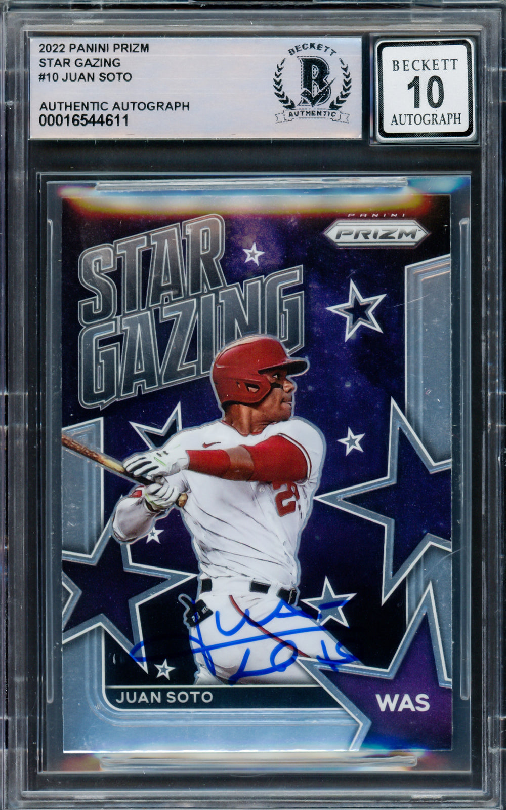 Juan Soto Auto 2022 Prizm Star Grazing Card SG-10 Mets Sig 10 Beckett #16544611