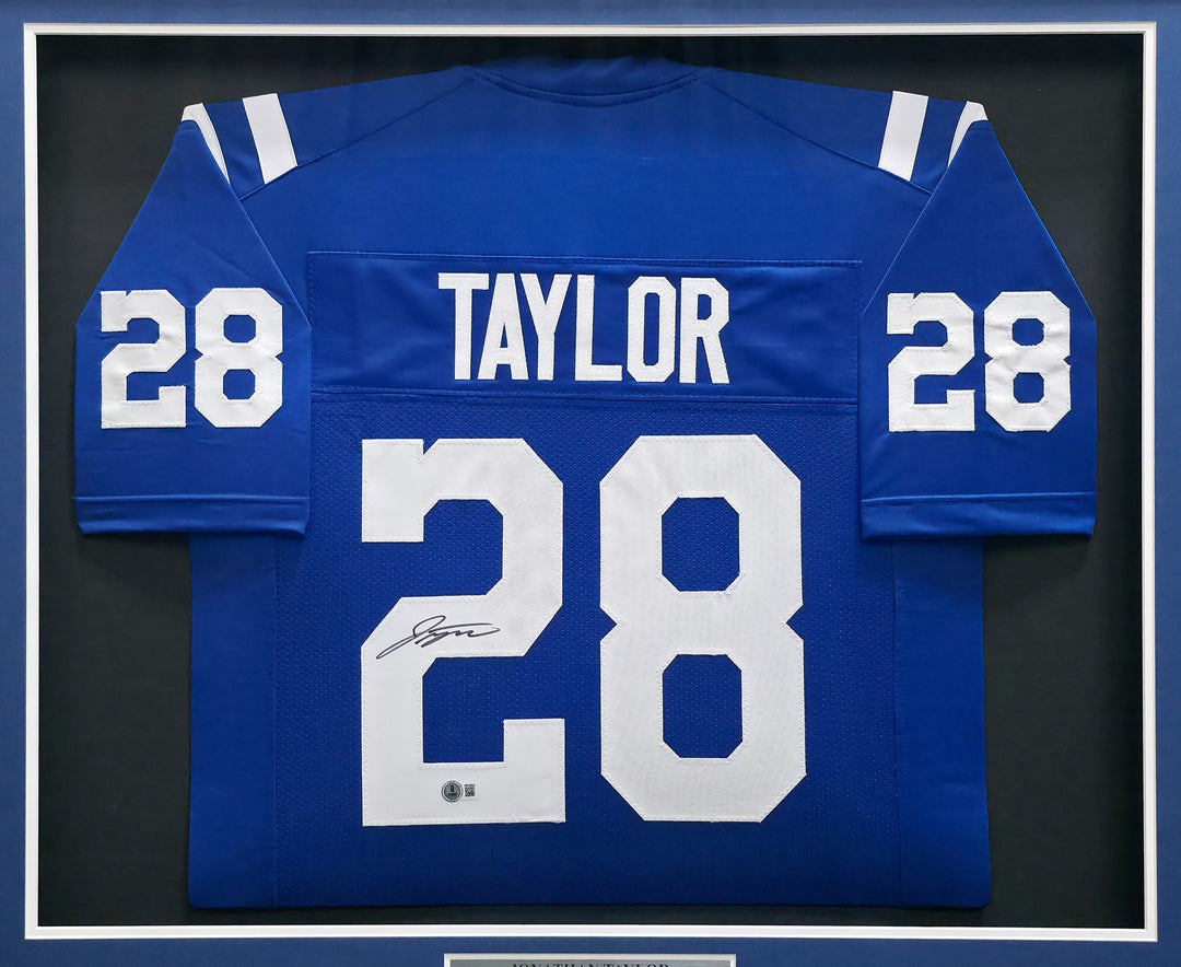 Jonathan Taylor Signed Framed Colts Blue Jersey Beckett BAS Witness