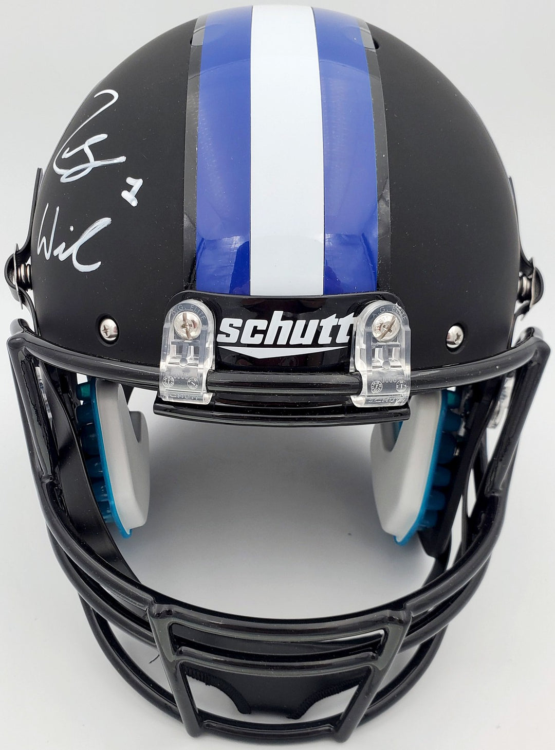 Zach Wilson Signed BYU Cougars Matte Black Schutt Full Size Replica Helmet